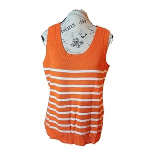 NWT Style & Co Orange & White Striped Vest Size Large